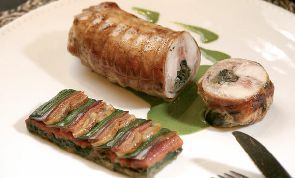 Râble de LAPIN en ballotine choux/basilic (la part)